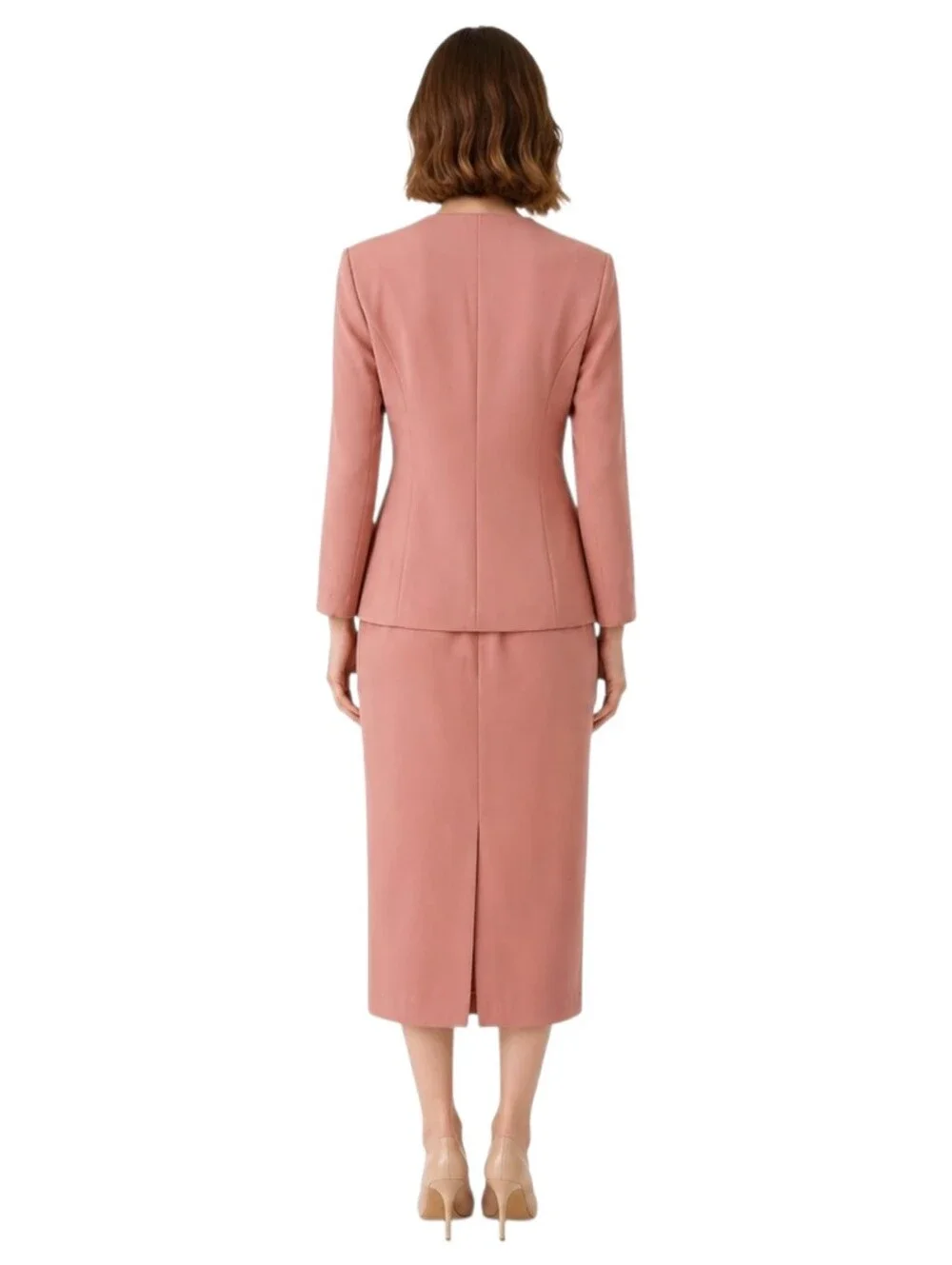 K.C. Studio dusty rose suit rhinestone embroidery jacket lined pencil skirt, NWT